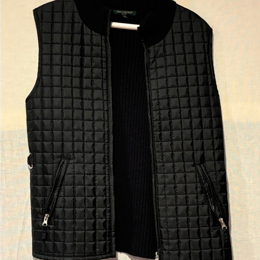 Black Quilted Sweater Vest For Cynthia Petite Large